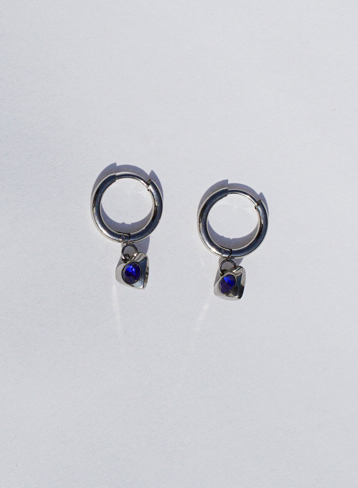 Birthstone Heart Hoops • Surgical Steel