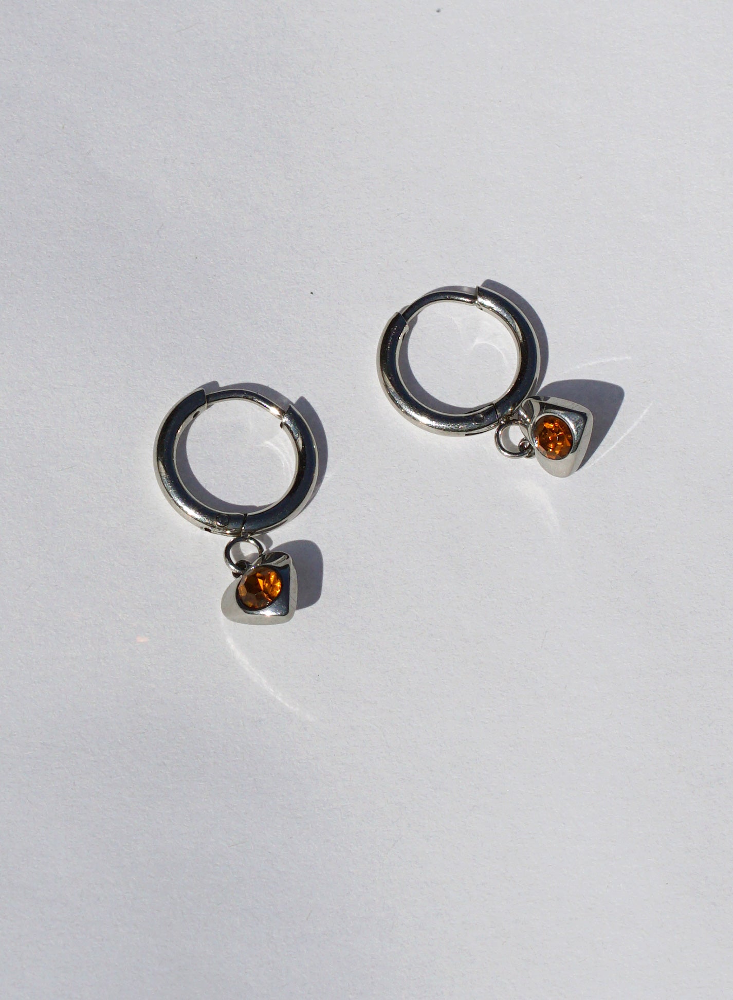 Birthstone Heart Hoops • Surgical Steel