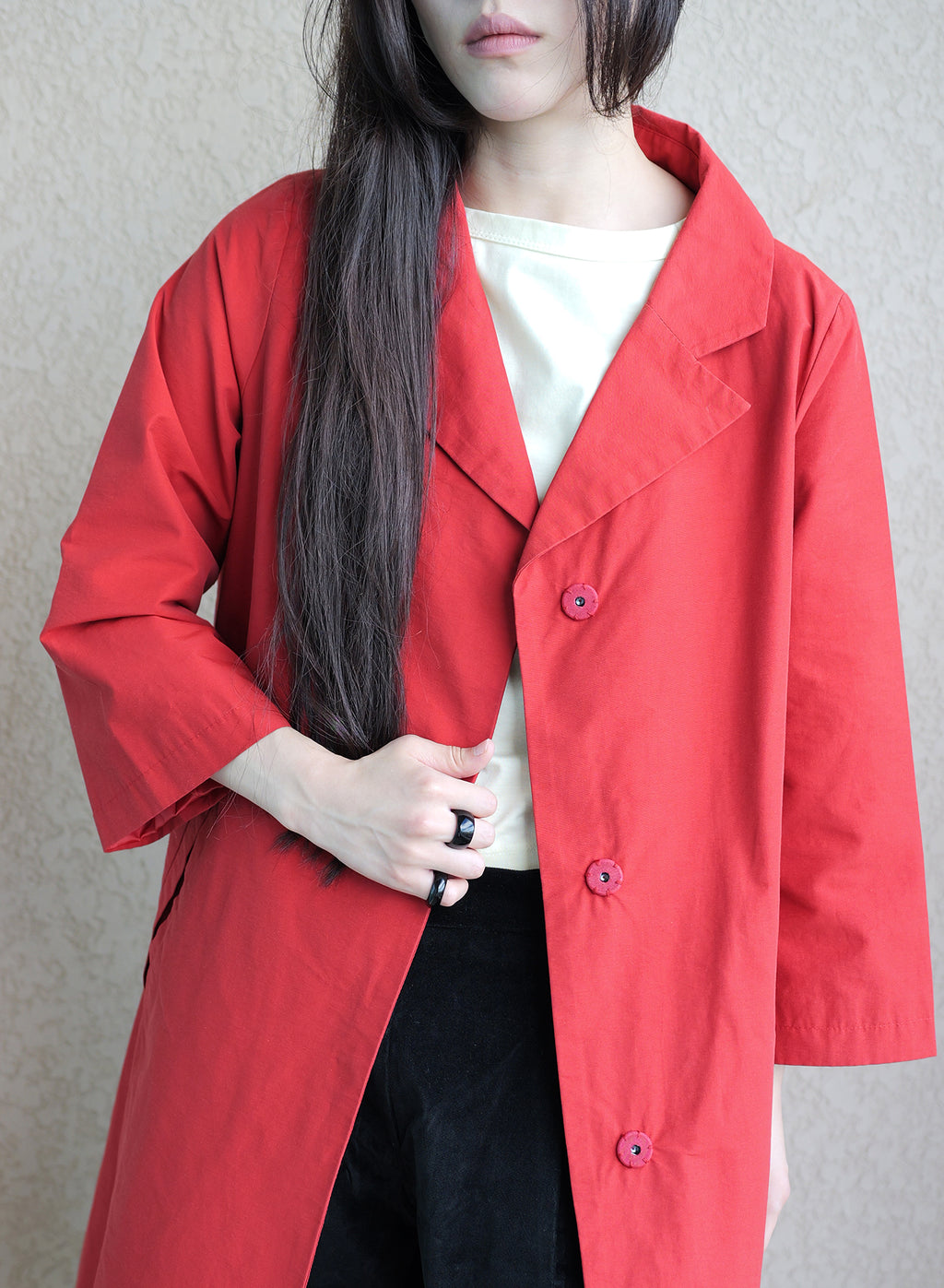 011 Vintage A-line Coat — Red
