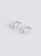 Peridot Green Cubic Zirconia Ribbed Shell Earrings