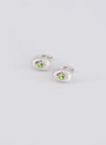 Peridot Green Cubic Zirconia Ribbed Shell Earrings