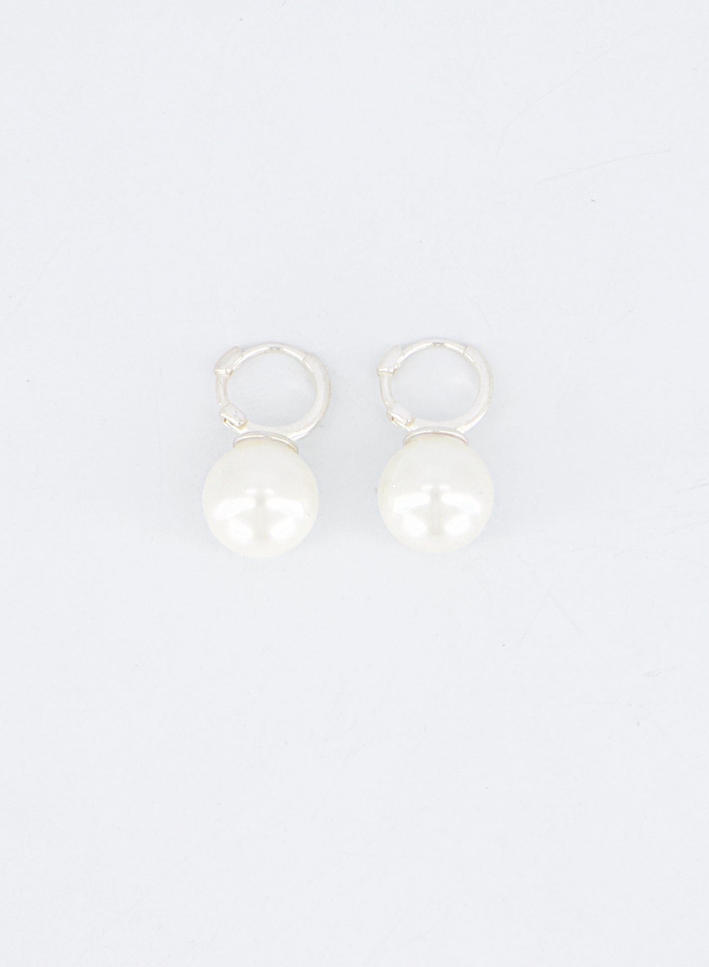 Pearl Huggie Hoop Earrings