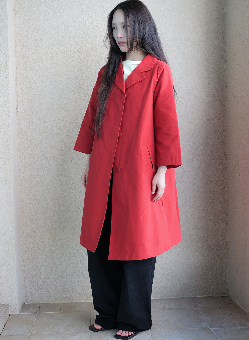 011 Vintage A-line Coat — Red