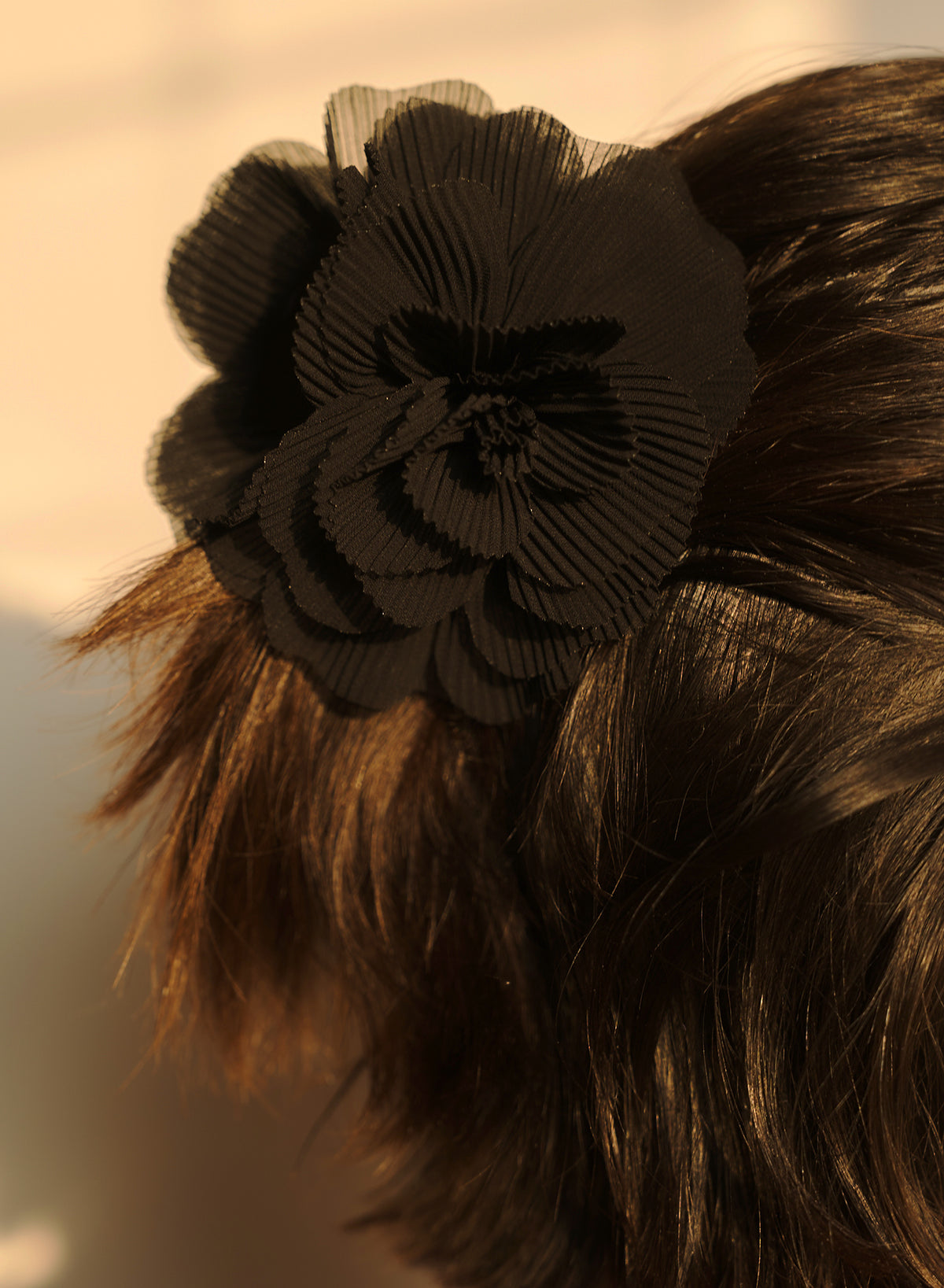 Flower Pleated Hair Claw Clip