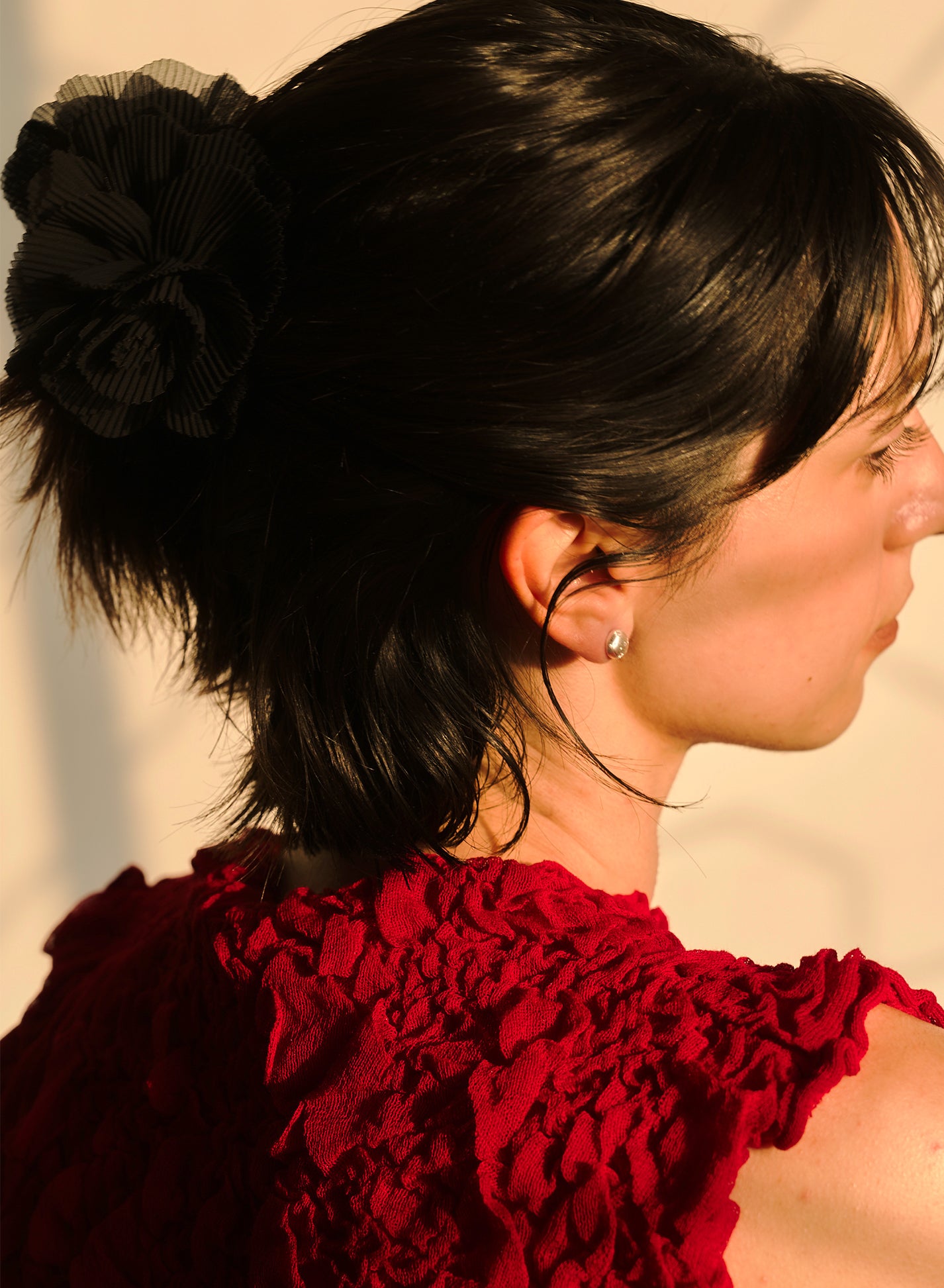 Flower Pleated Hair Claw Clip
