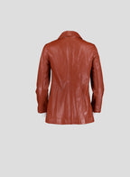 006 Vintage Genuine Leather Jacket — Orange brown