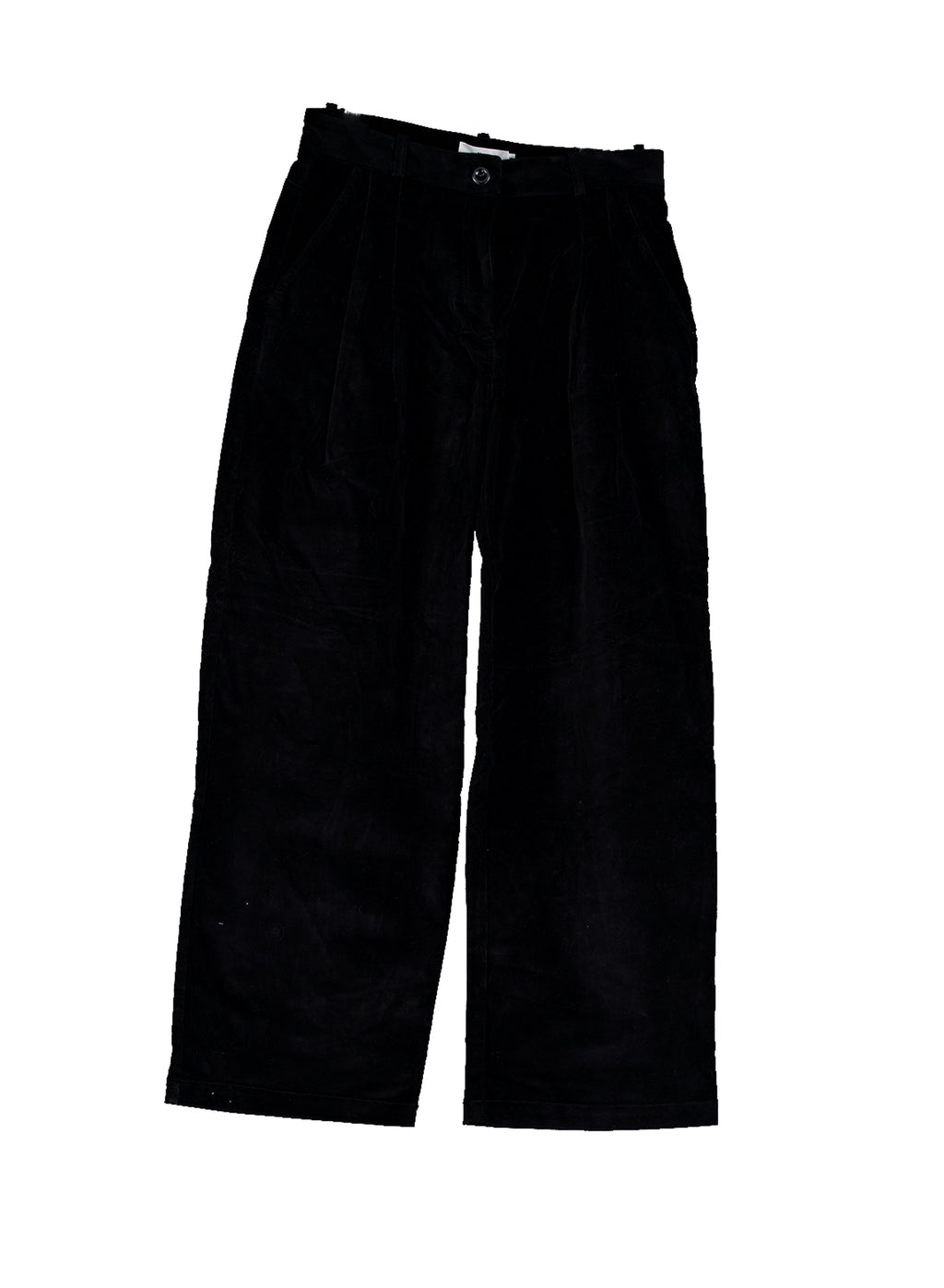 Cotton Velvet Wide-Leg Pants - Black