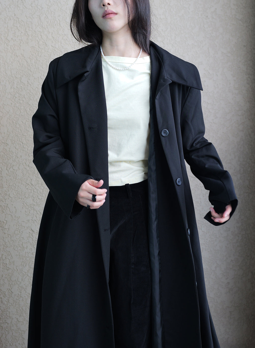 009 Vintage Maxi Swing Coat — Black