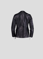 004 Vintage Genuine 90's One Button Leather Blazer — Black