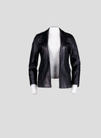 004 Vintage Genuine 90's One Button Leather Blazer — Black