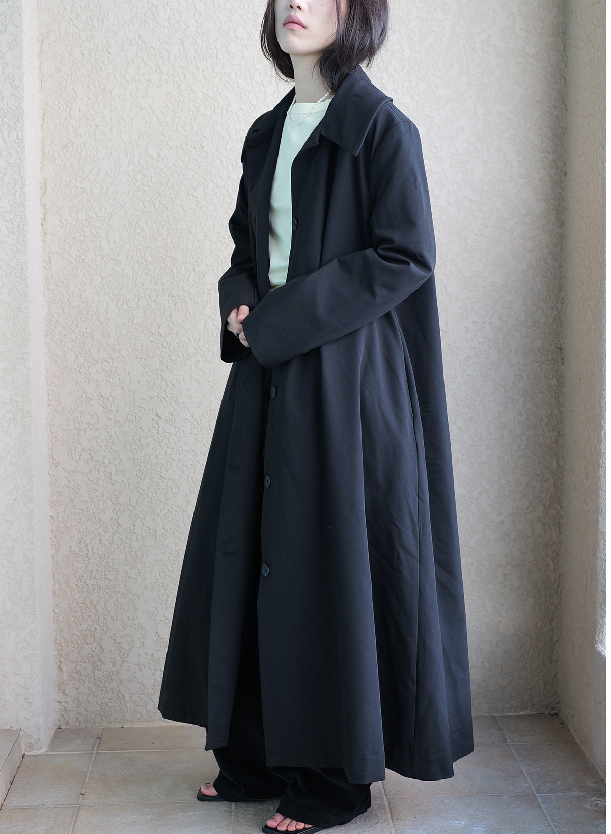 009 Vintage Maxi Swing Coat — Black