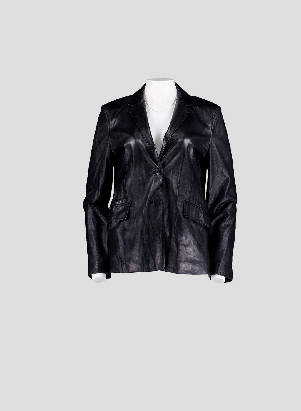 003 Vintage Genuine Leather Blazer — Black