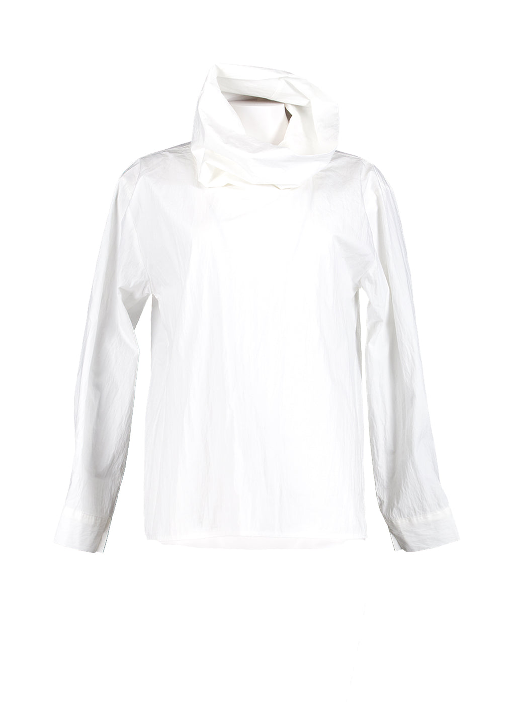 Cowl Neck Shirt - (White/Grey)
