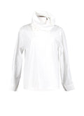 Cowl Neck Shirt - (White/Grey)