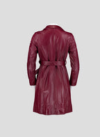 001 Vintage Genuine Leather Trench Coat — Burgundy