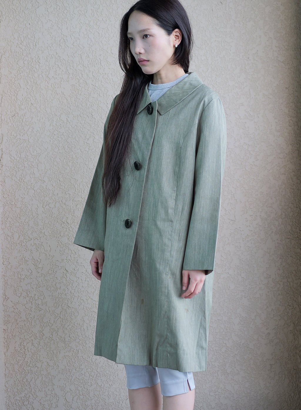 008 Japan Vintage Mac Coat — Off Green
