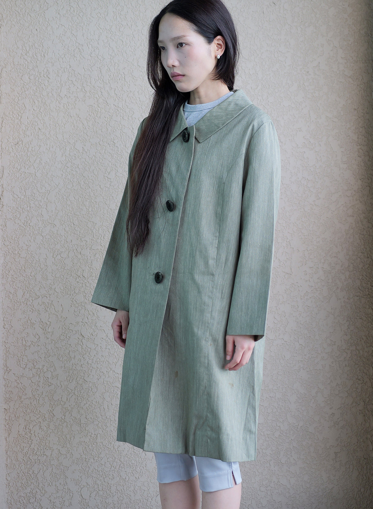 008 Japan Vintage Mac Coat — Off Green