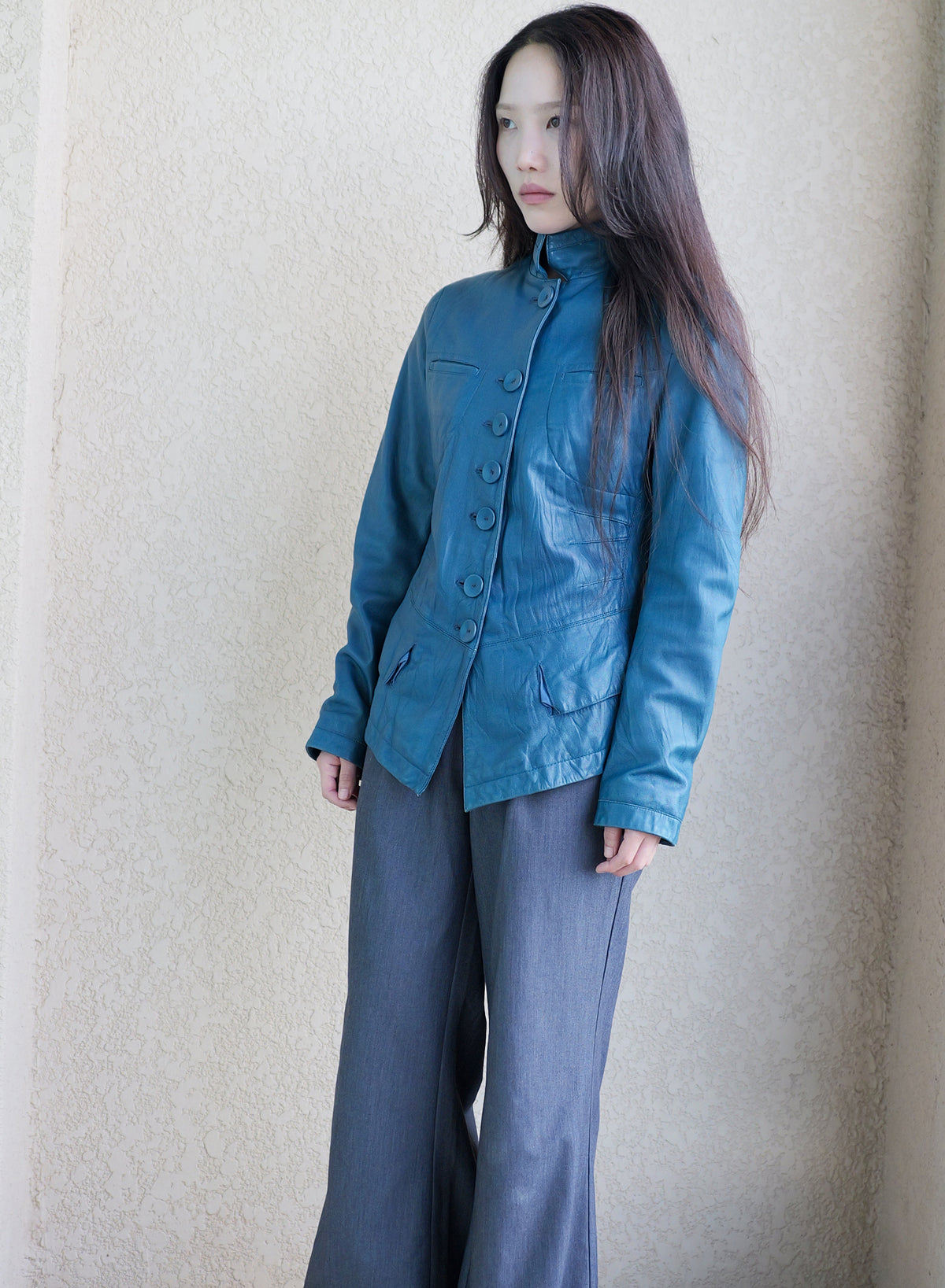 007 Vintage Genuine Leather Jacket — Teal
