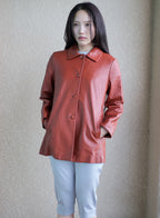 006 Vintage Genuine Leather Jacket — Orange brown