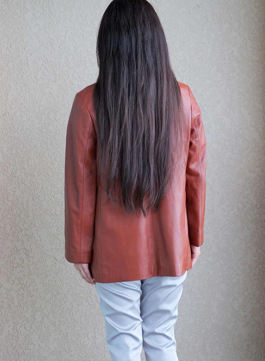 006 Vintage Genuine Leather Jacket — Orange brown