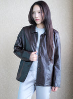 005 Vintage Genuine Leather Jacket — Dark Brown