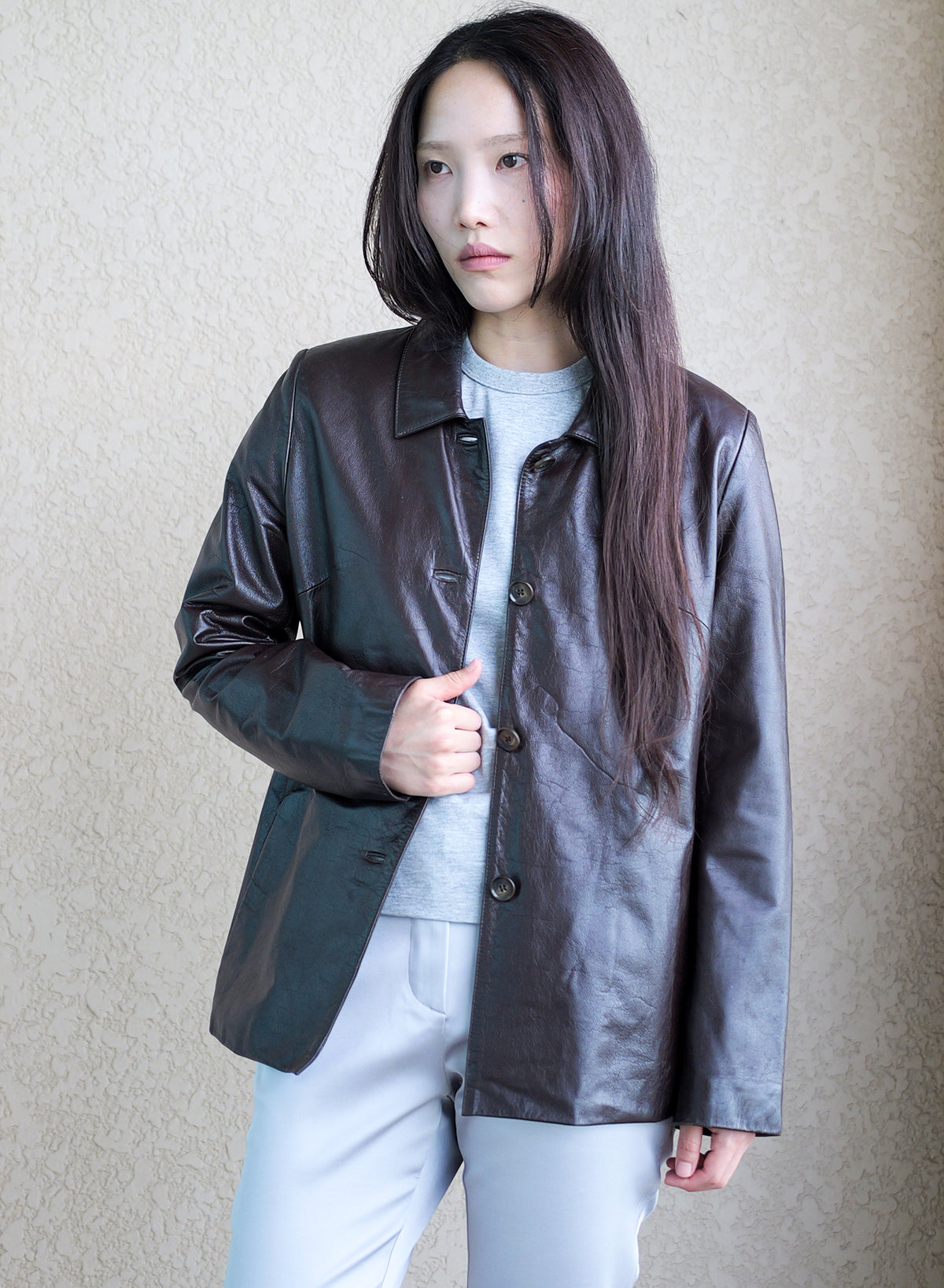 005 Vintage Genuine Leather Jacket — Dark Brown