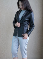 004 Vintage Genuine 90's One Button Leather Blazer — Black