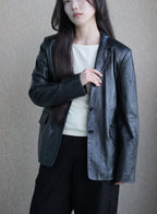 003 Vintage Genuine Leather Blazer — Black