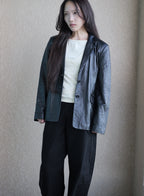 003 Vintage Genuine Leather Blazer — Black