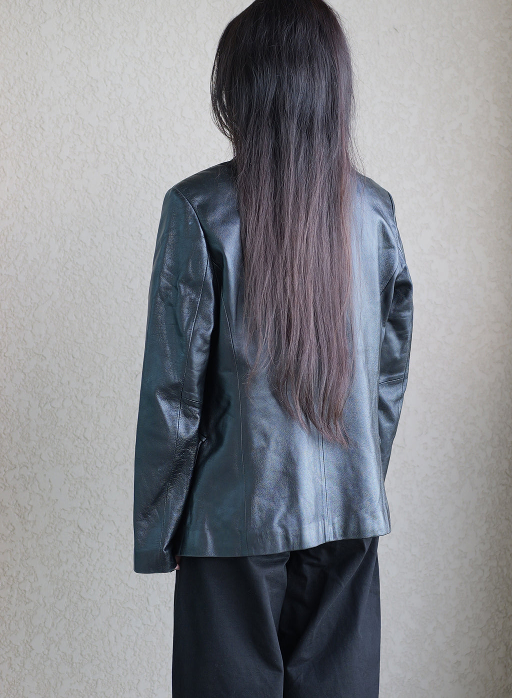003 Vintage Genuine Leather Blazer — Black
