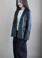 003 Vintage Genuine Leather Blazer — Black