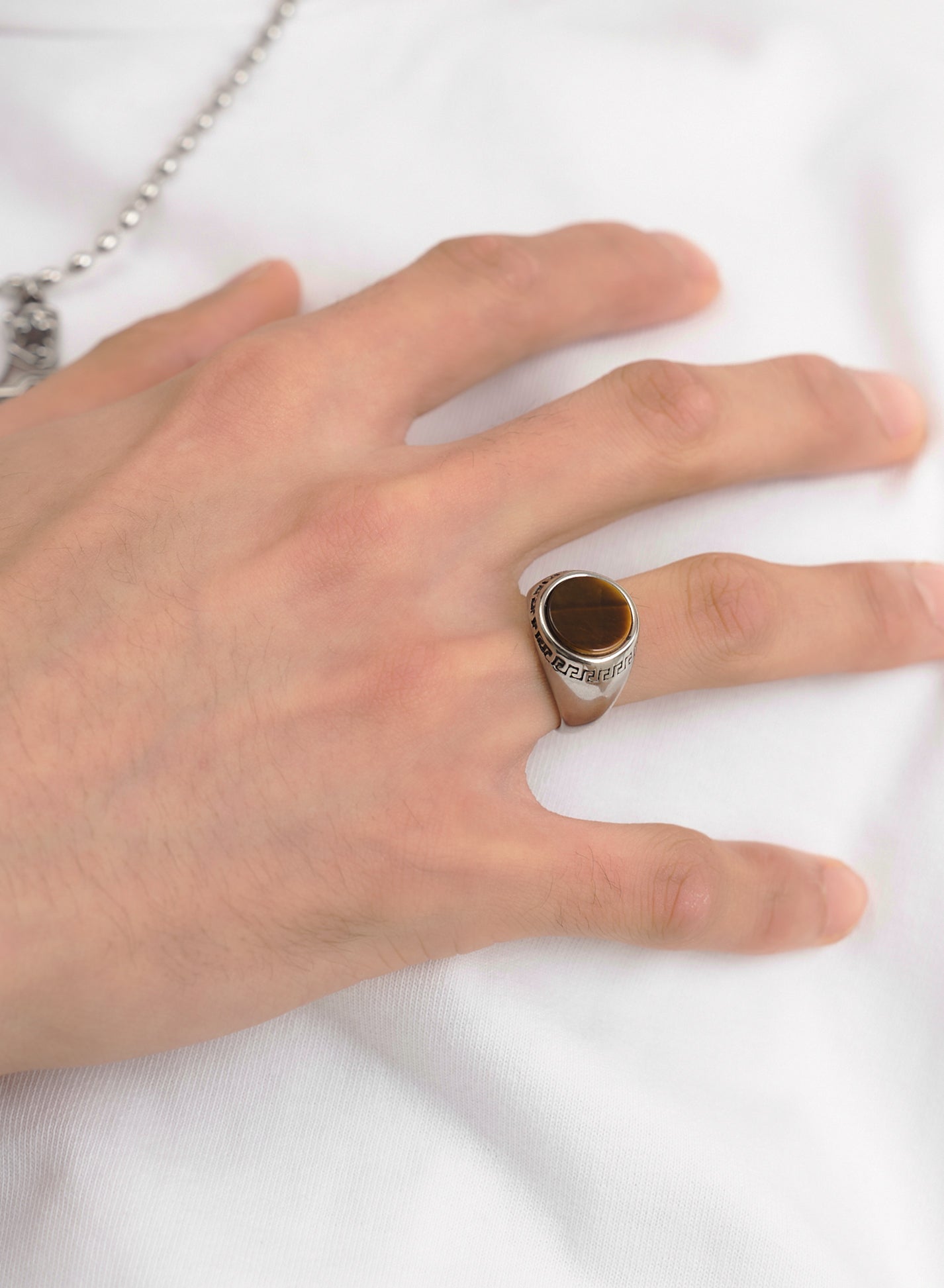 Brown Stone Signet Ring • Surgical Steel