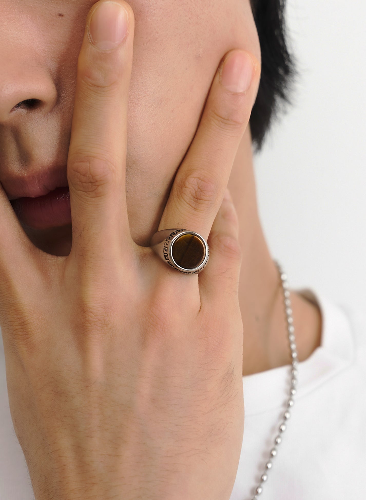 Brown Stone Signet Ring • Surgical Steel
