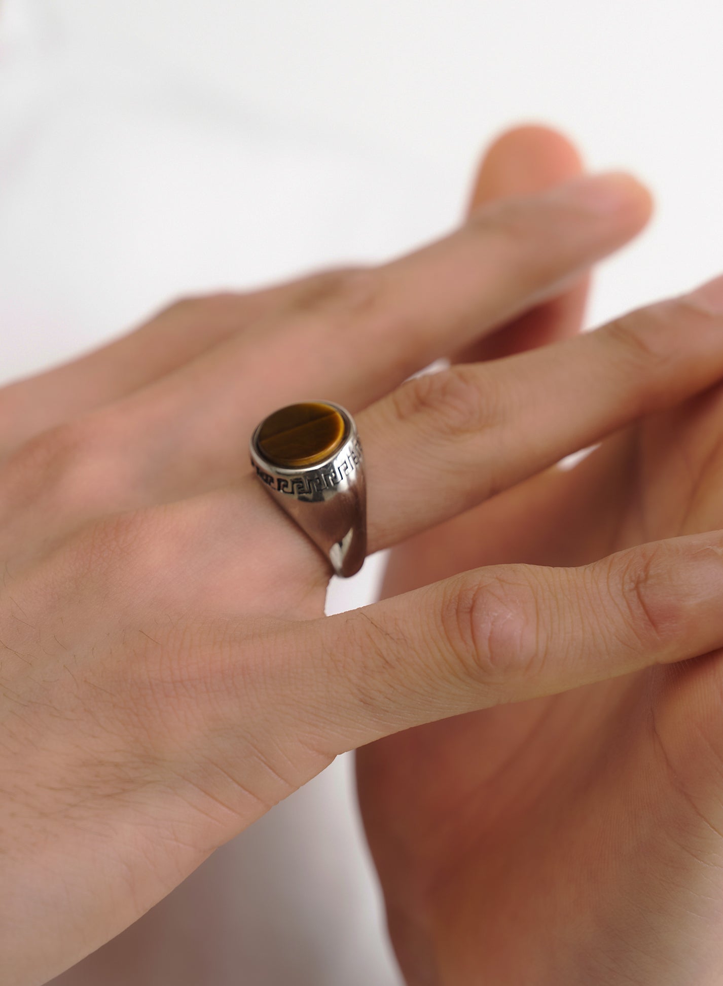 Brown Stone Signet Ring • Surgical Steel