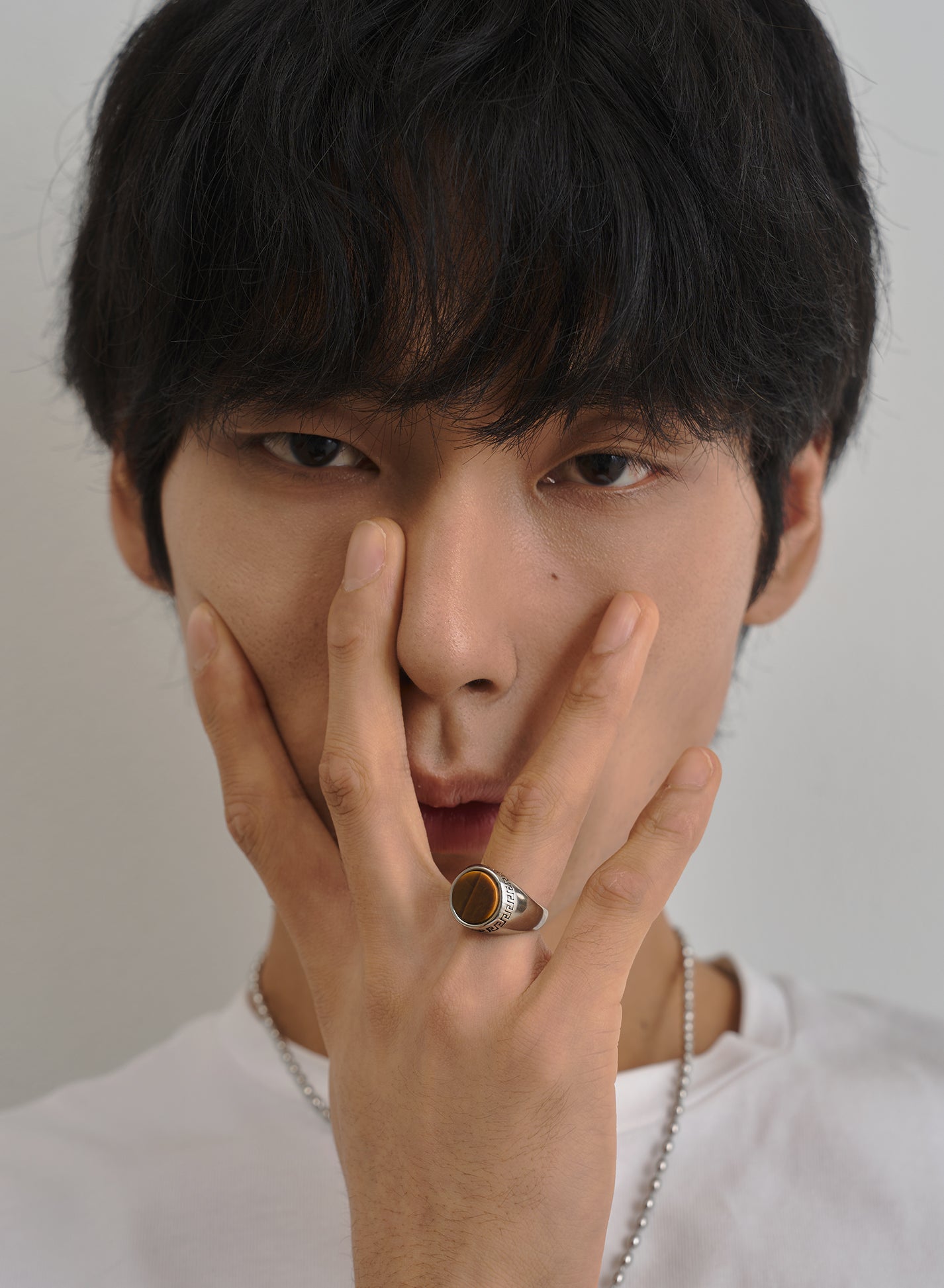 Brown Stone Signet Ring • Surgical Steel