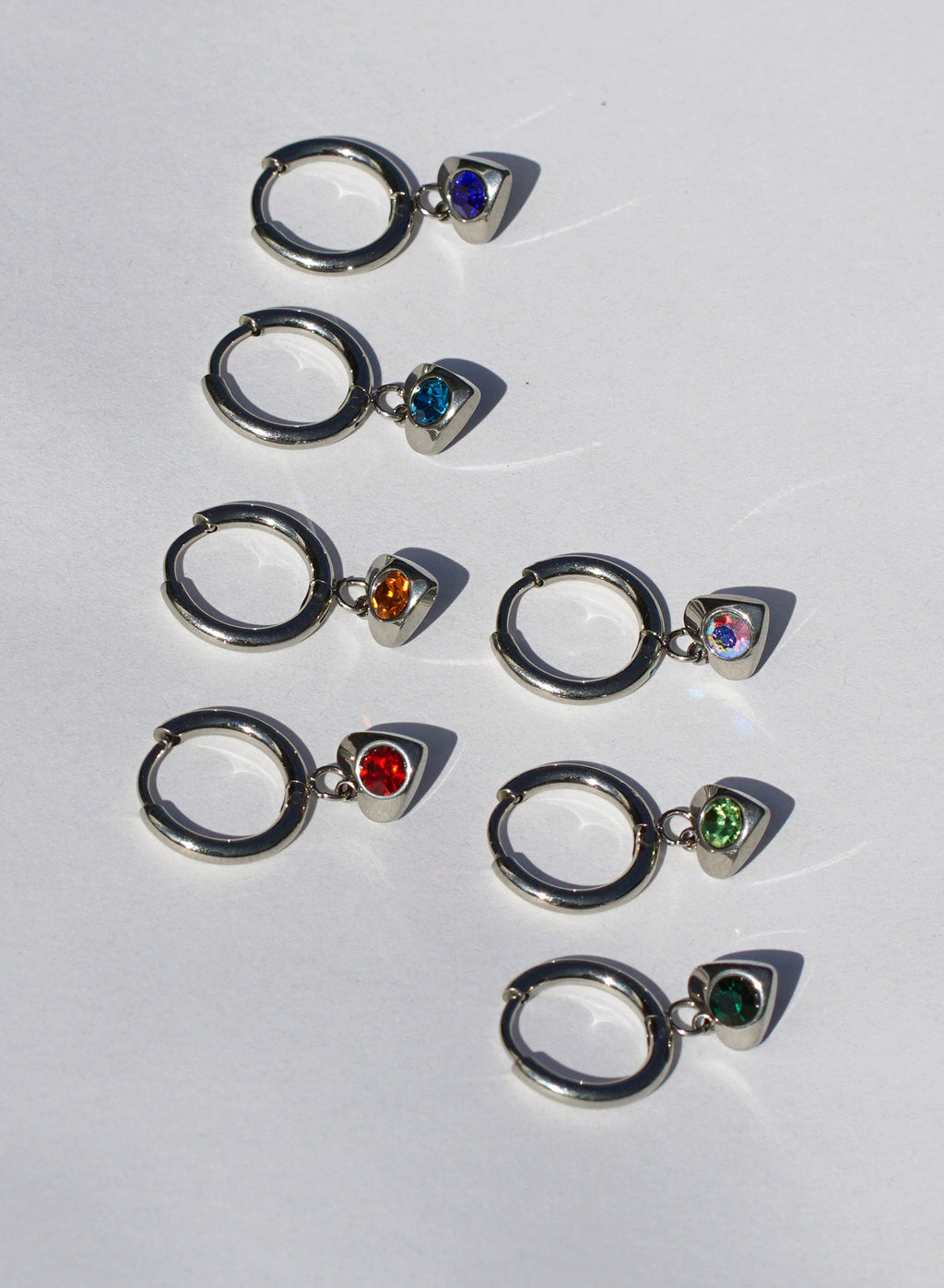 Birthstone Heart Hoops • Surgical Steel