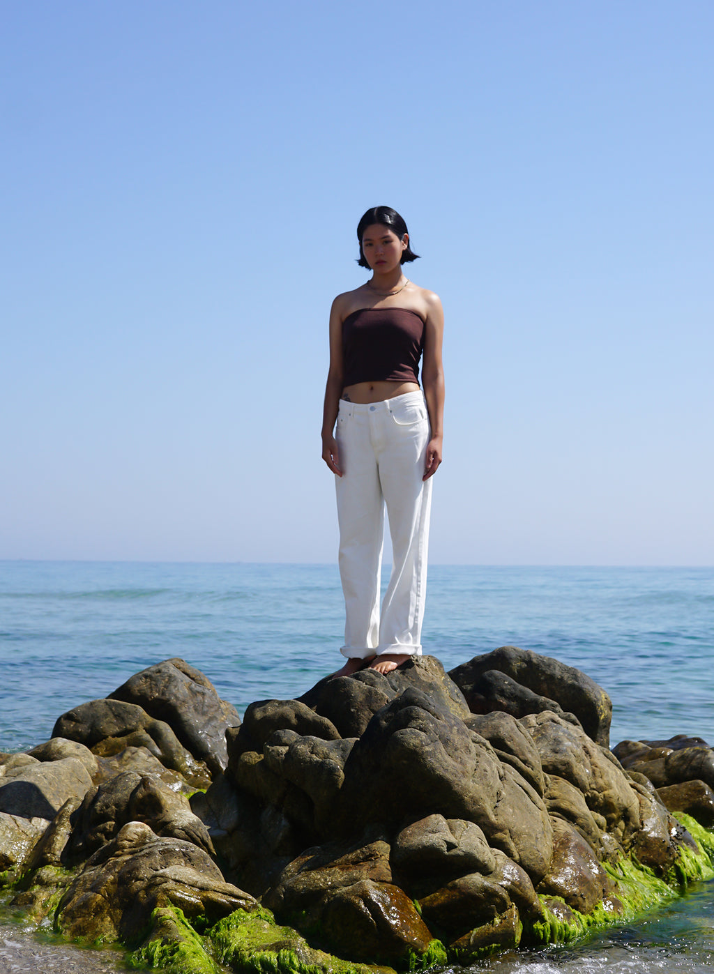 [60%OFF] Terry Tube Top - Brown