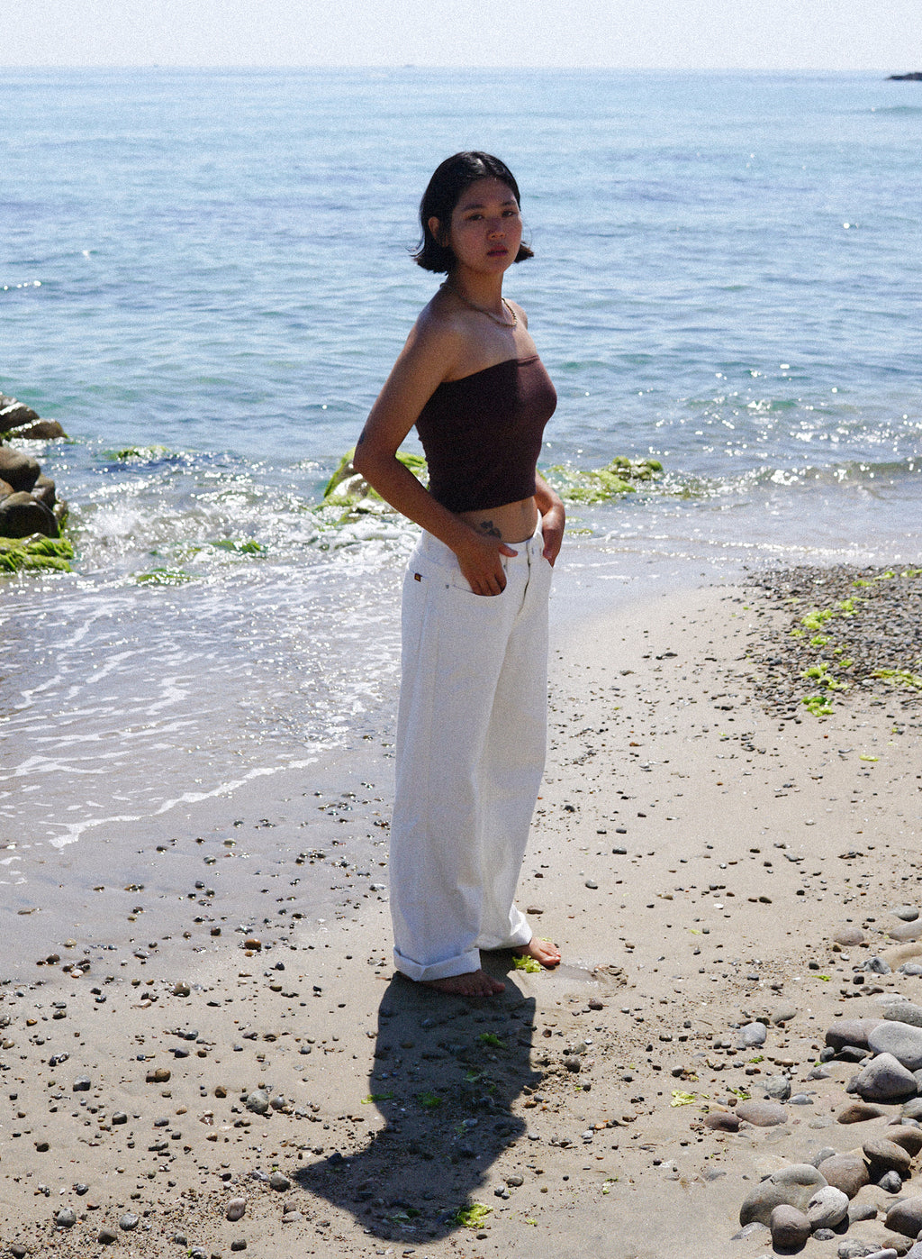 [60%OFF] Terry Tube Top - Brown