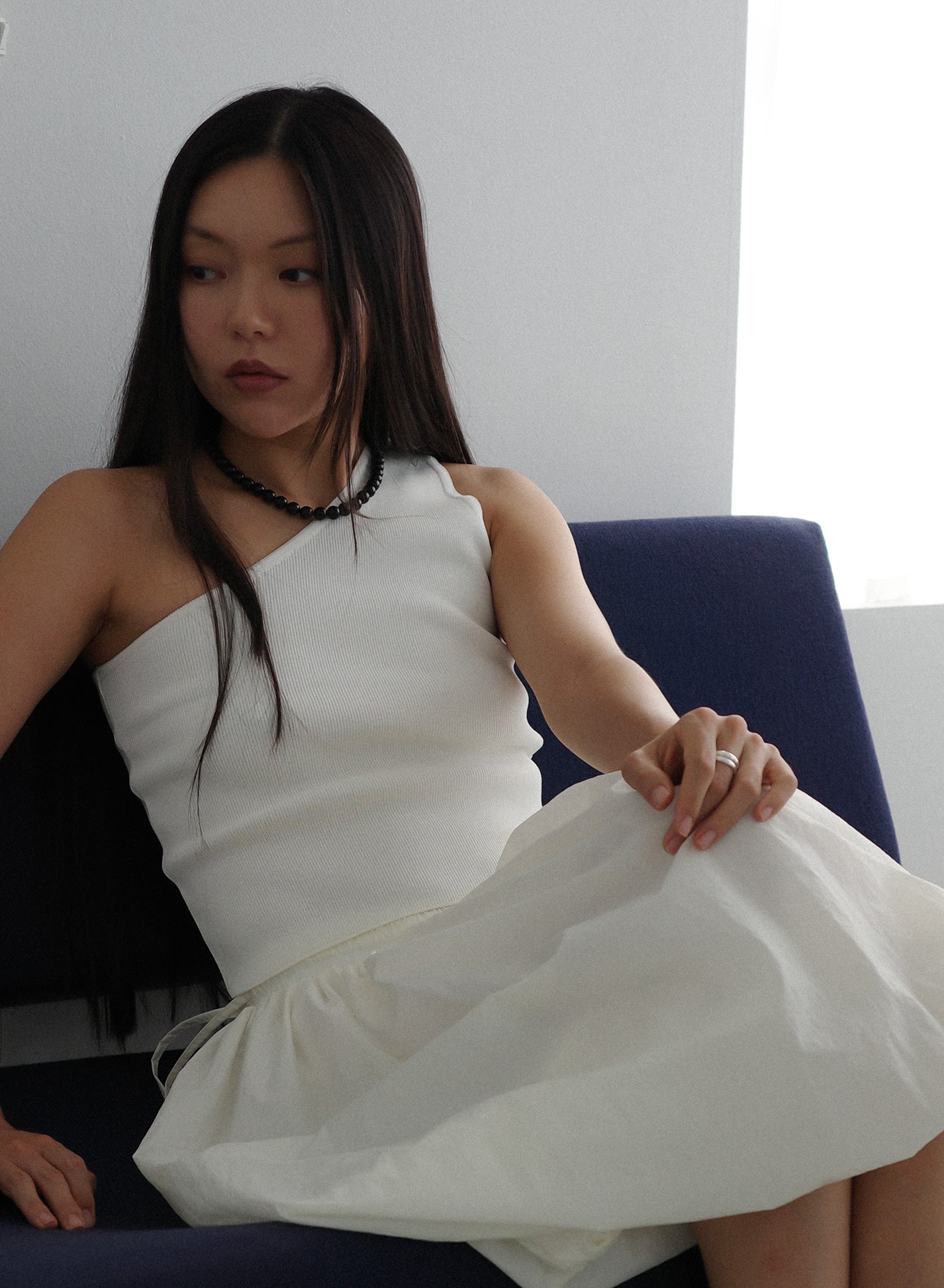 One-Shoulder Tank Top - Ivory