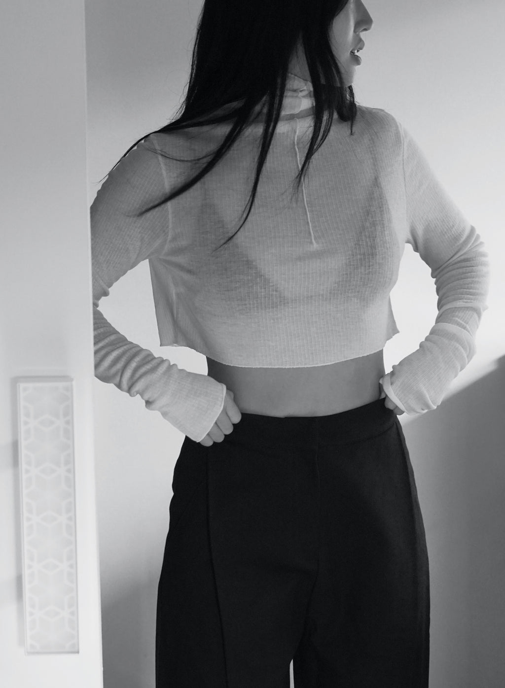 [40%OFF]Tencel Wool Blend Cropped Roll Neck