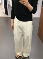 Light Wide-Leg Pants - (Cream/Black)