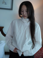 Cowl Neck Shirt - (White/Grey)