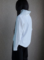 Cowl Neck Shirt - (White/Grey)