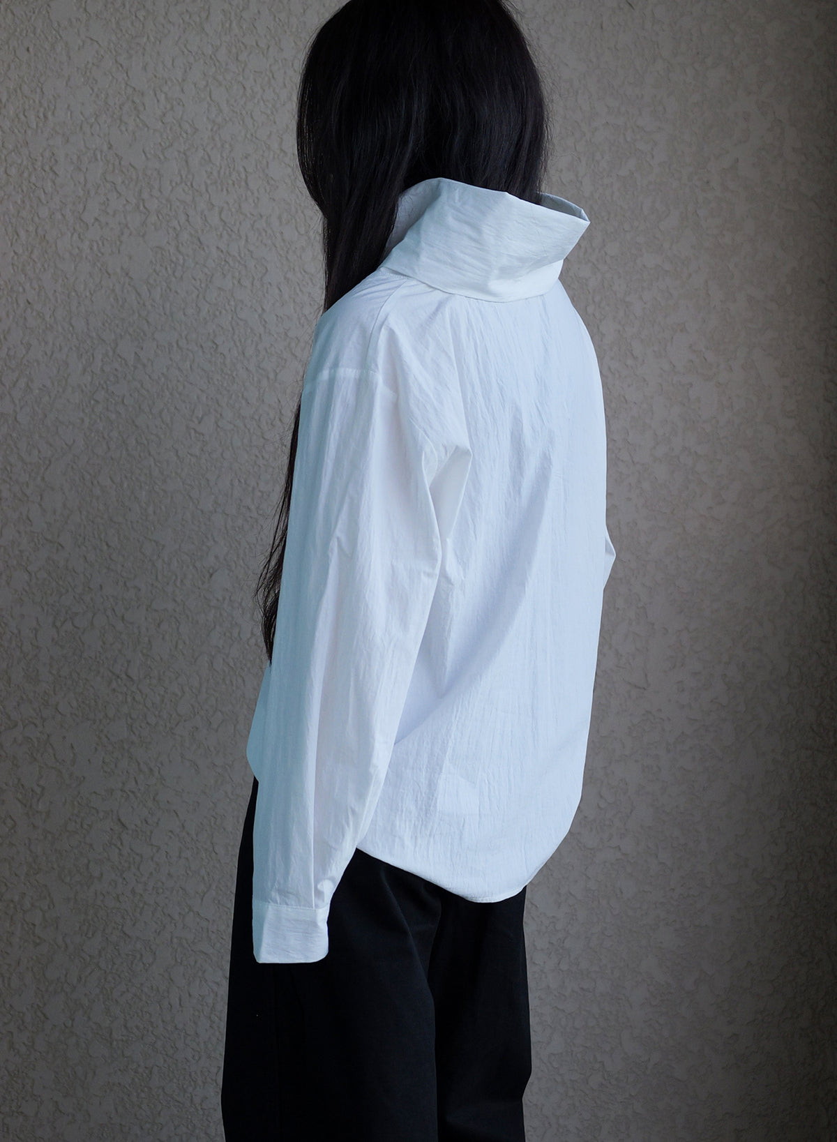 Cowl Neck Shirt - (White/Grey)