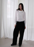 Cotton Velvet Wide-Leg Pants - Black