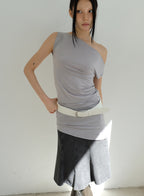 Asymmetric Off-Shoulder Top - Grey
