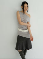 Asymmetric Off-Shoulder Top - Grey