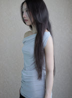 Asymmetric Off-Shoulder Top - Grey
