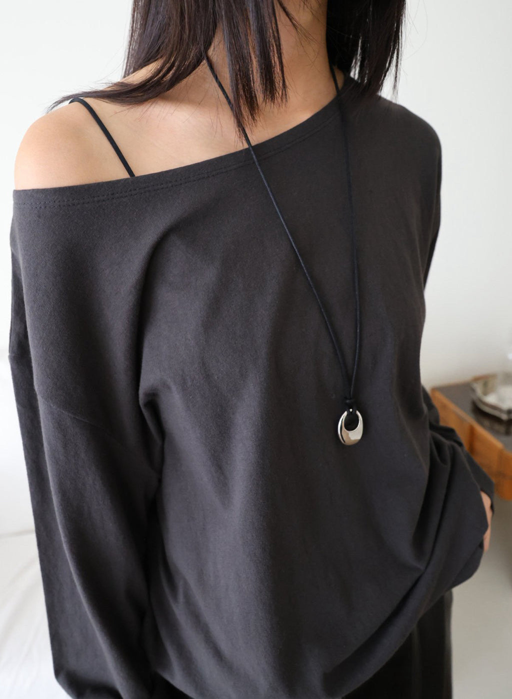 Nouvelle Off-Shoulder Tee - Charcoal