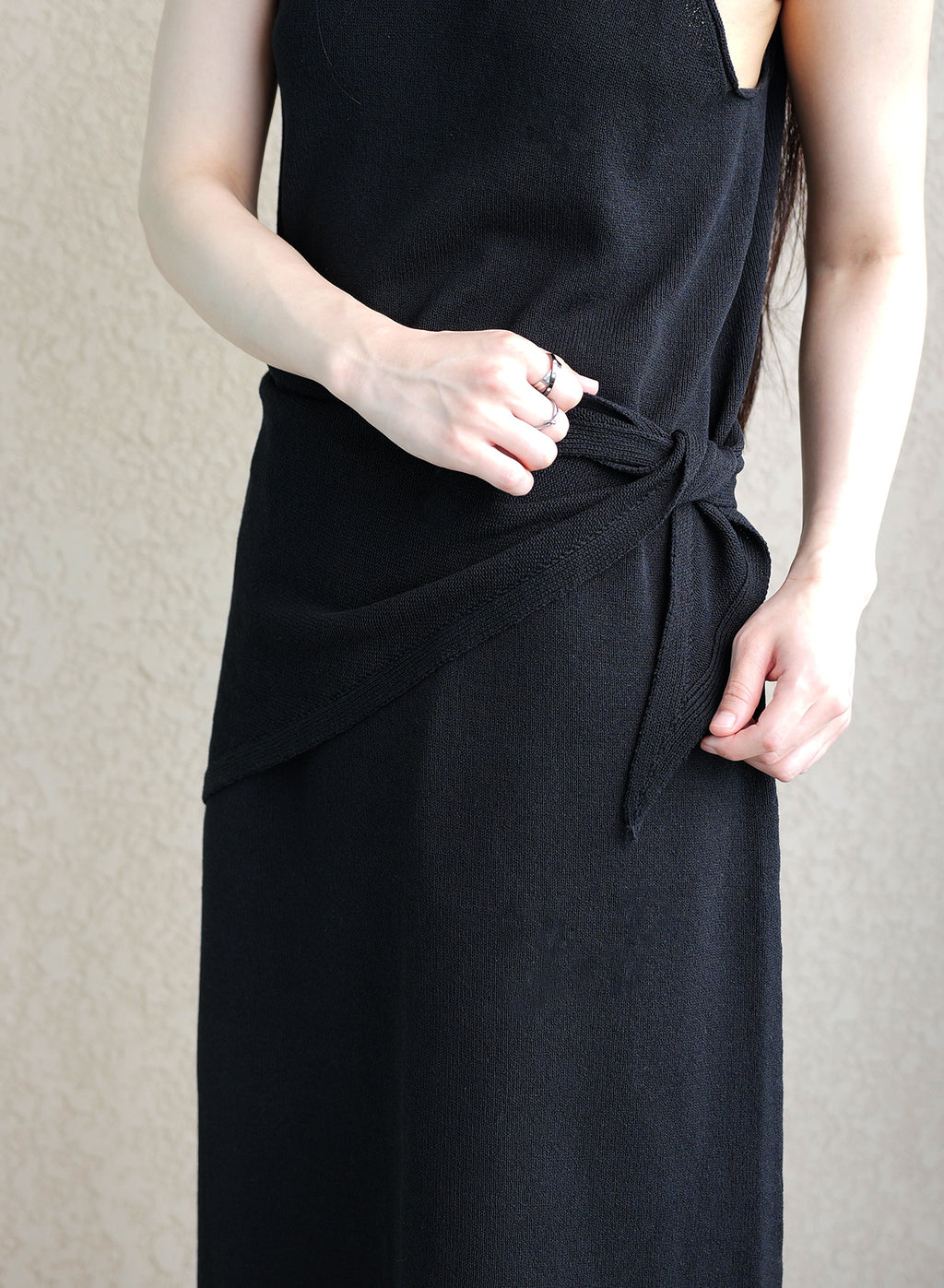 Classic Whole-Garment Knit Maxi Dress - Black